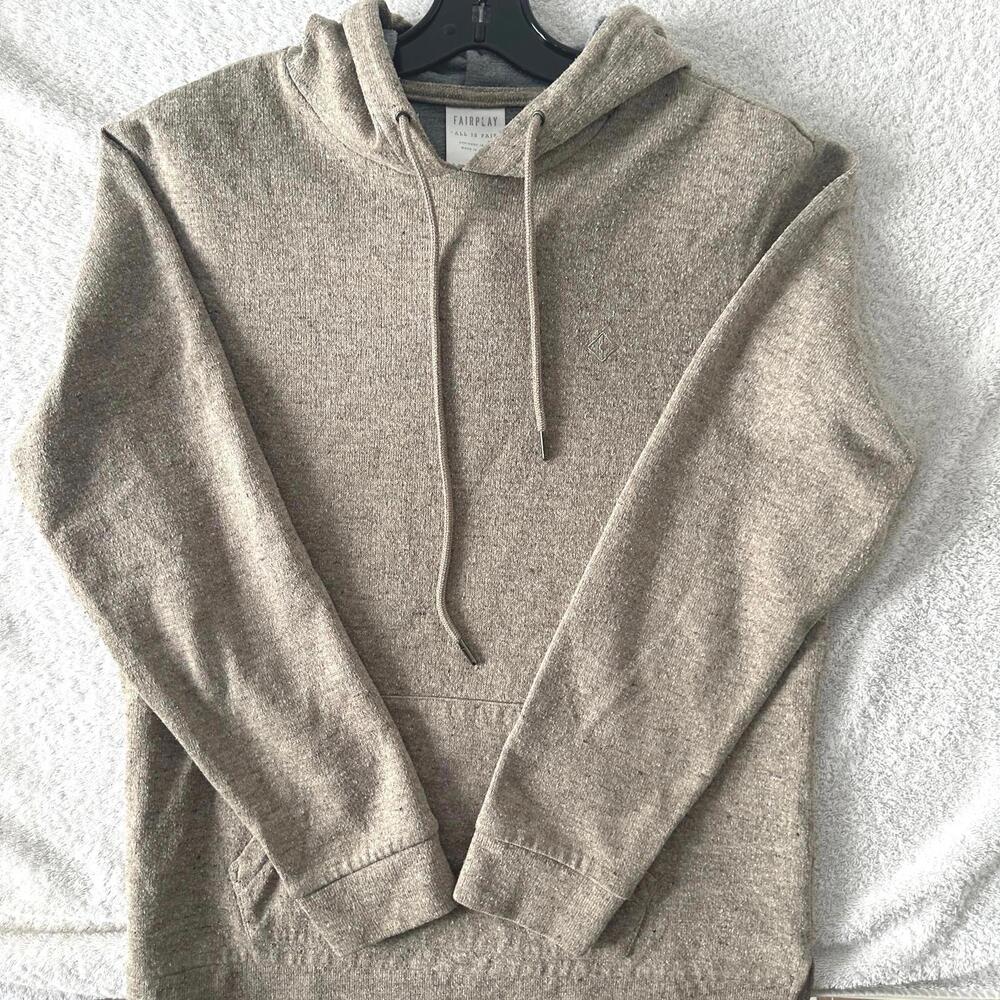 Fairplay Men's Hoodie Beige Cotton Blend Casual Pullover - L  EUC